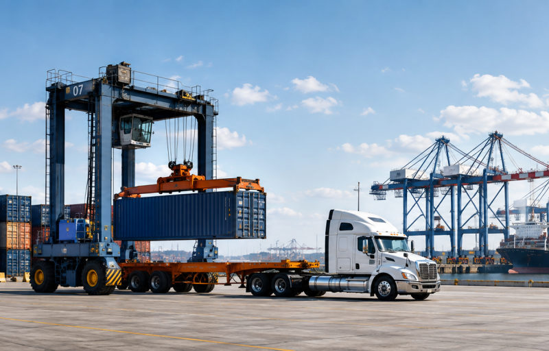 Container port pickup operations with cranes